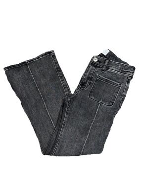 Abercrombie Kids High Rise Flare Charcoal Jeans Size 9/10 Short Adjustable Waist